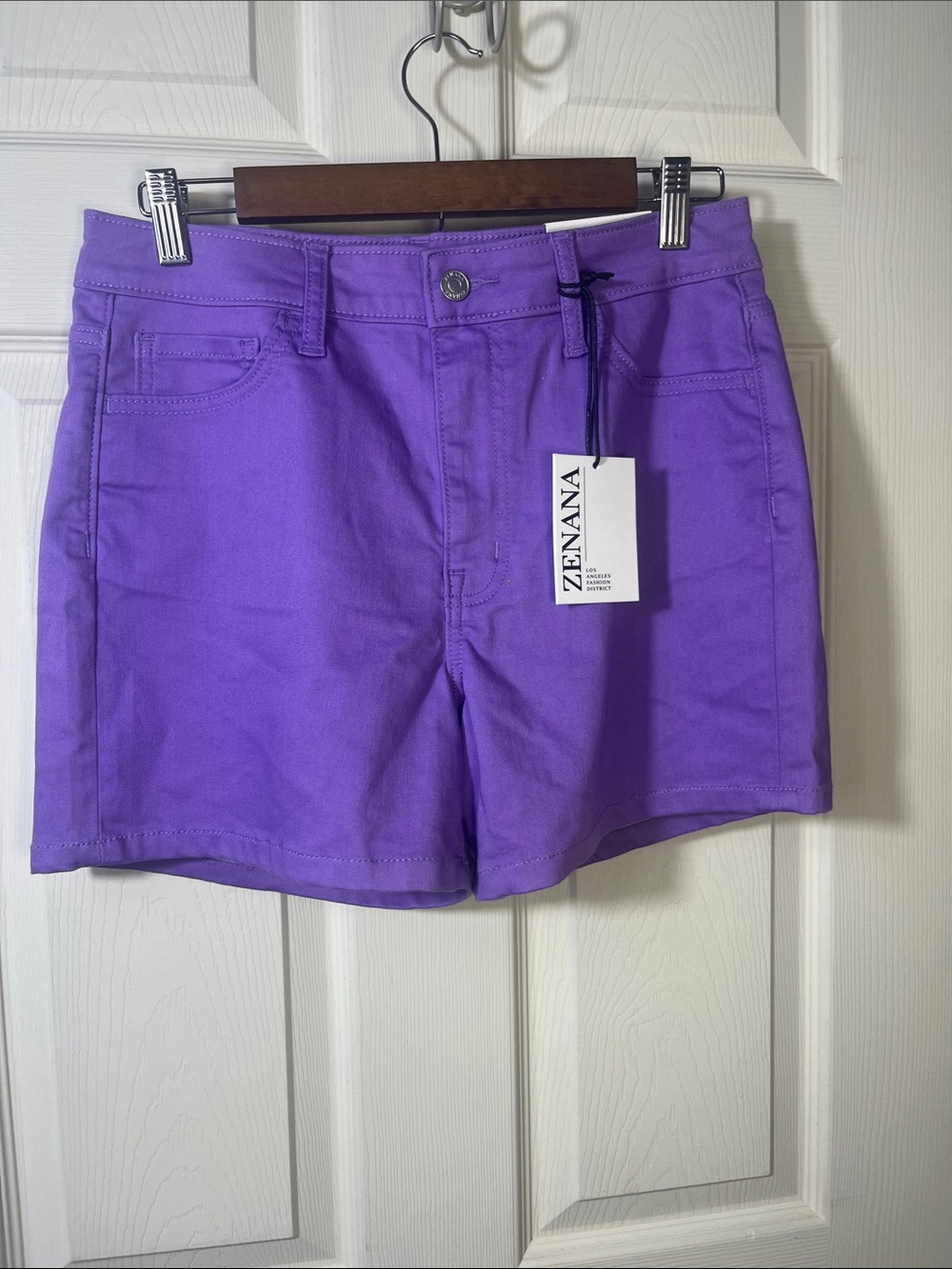 Zenana Outfitters Purple High-Rise Denim Shorts
